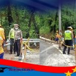 Dinas PU CKPP Bersama Satlantas Polres Banyuwangi Telah Pasang Guard Rail Untuk Cegah Kendaraan Yang Jatuh dari Tebing