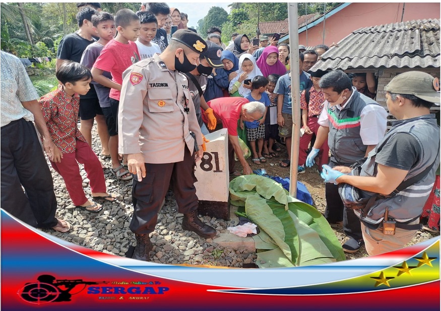 Polsek Manonjaya dan Piket Siaga Polres Tasik Kota Mendatangi TKP Pejalan Kaki Tertabrak Kereta Api di Manonjaya