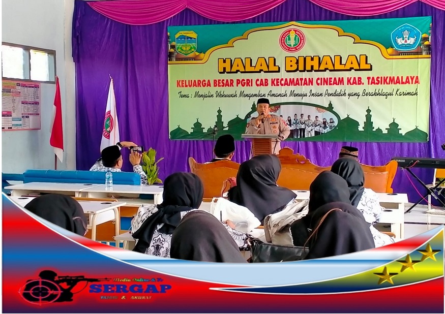 Kapolsek Cineam Hadiri Halal Bihalal Keluarga Besar PGRI dan Deklarasi Penolakan Genk Motor