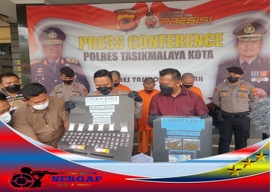 Kapolres Tasikmalaya Kota Gelar Press Conference Pengungkapan Peredaran Sabu 67 Gram dan Ganja Kering