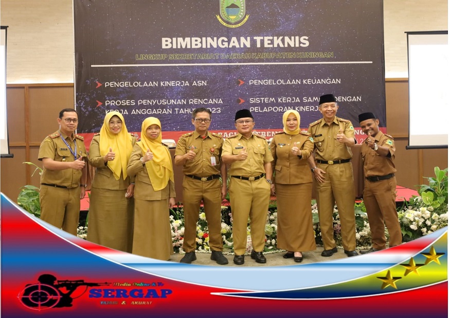 Sekda Kuningan Dr. H. Dian Rachmat Yanuar, M. Si. Membuka Secara Langsung Bimtek  Pengelolaan Kinerja ASN Mengenai Proses Penyusunan Rencana Kerja Anggaran TA 2023