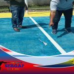 Belum Genap Satu Tahun Lapangan Volley Mulai Retak-retak dan Amburadul