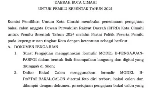 Pengajuan Bakal Calon Anggota DPRD Kota Cimahi Pemilu Serentak Tahun 2024