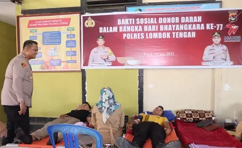 Sambut Hari Bhayangkara Ke-77 Polres Loteng Gelar Donor Darah Massal