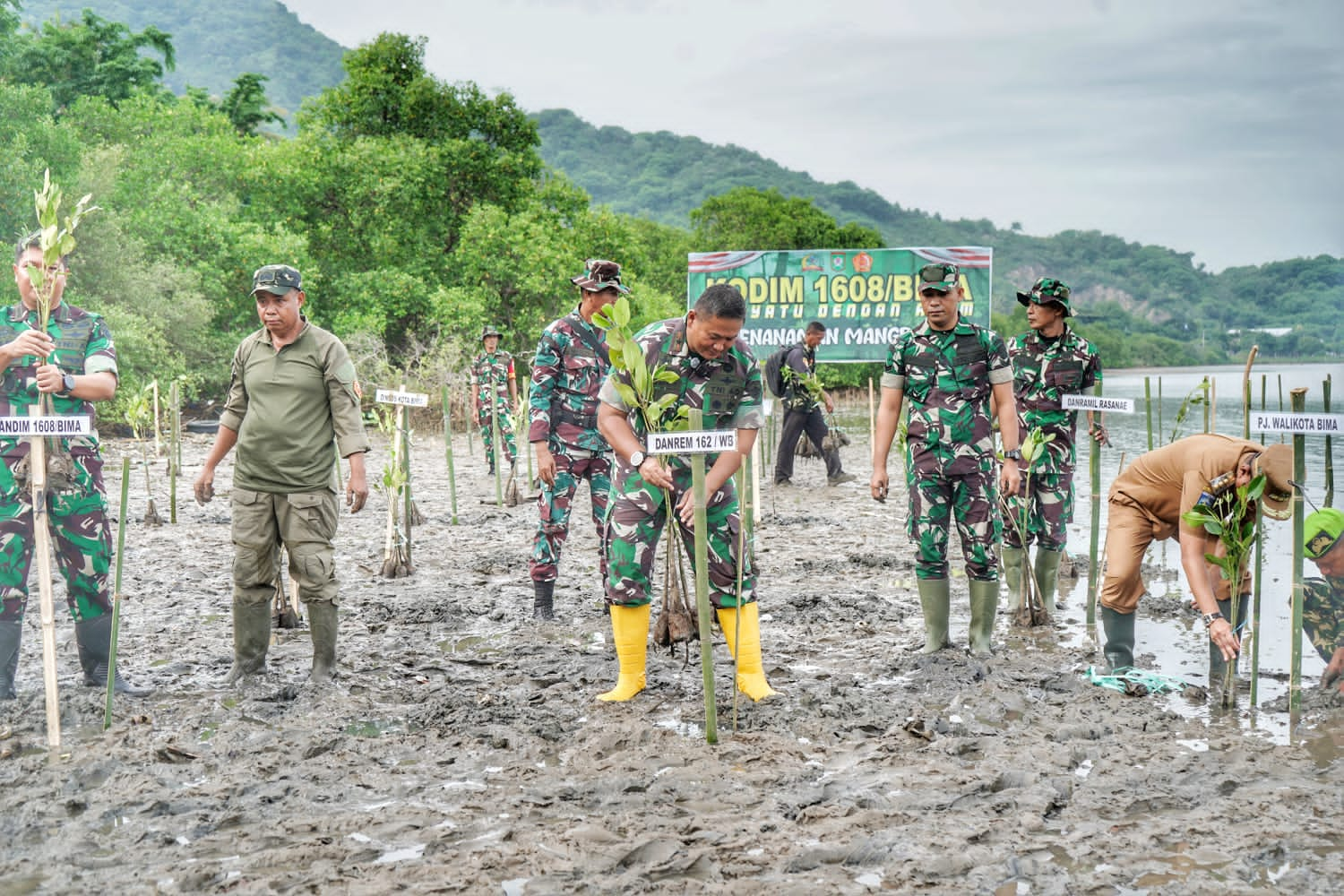 Danrem 162/WB Pimpin Penanaman 3000 Pohon Mangrove Di Pantai Amahami Kota Bima