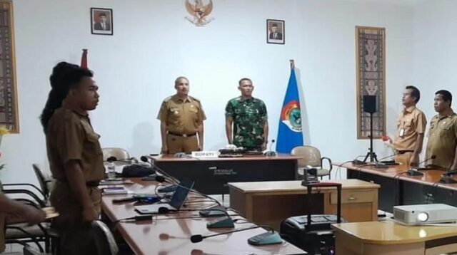 Dandim Hadiri Vidcon Rapat Koordinasi Konsolidasi Pelaksanaan Pemilu Tahun 2024