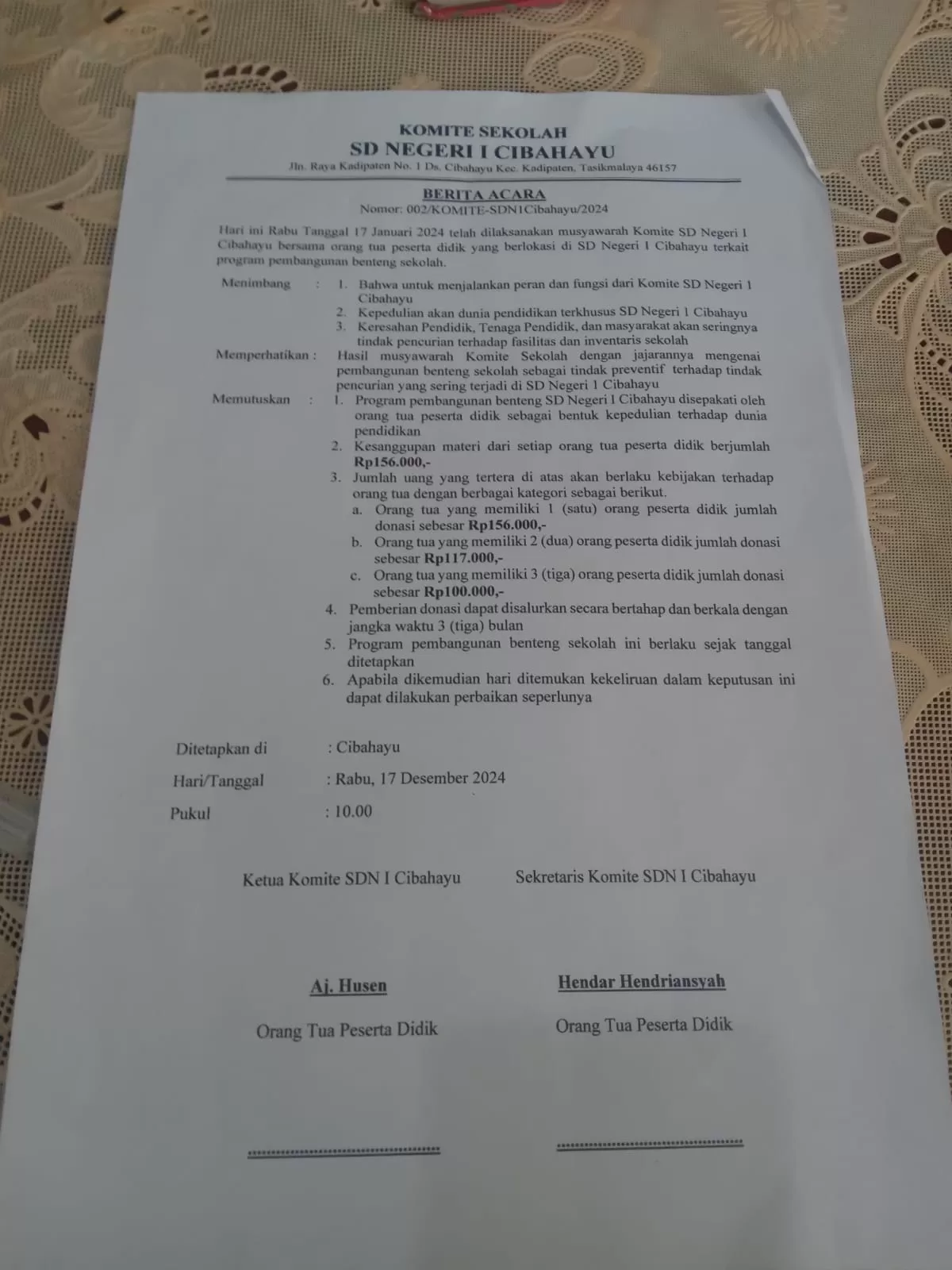 “Miris, Diduga Pungli Dari Tahun Ke Tahun, Berdalih  Donasi di SDN 1 Cibahayu Kadipaten, Disdik Kabupaten Tasik Segera Bertindak