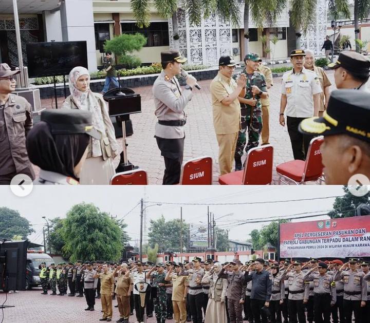 Bupati Karawang Hadiri Apel Pergeseran Pasukan dan Patroli Gabungan Terpadu Pengamanan Pemilu 2024