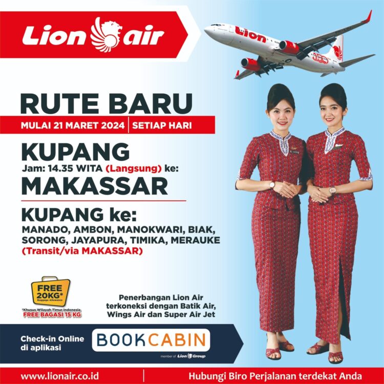 Lion Air Buka Rute Baru: Kupang-Makassar Mulai 21 Maret 2024!