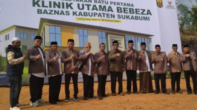 Drs H Iyos Somantri M. Si Melakukan Peletakan Batu Pertama Klinik Utama BEBEZA, BAZNAS Kabupaten Sukabumi