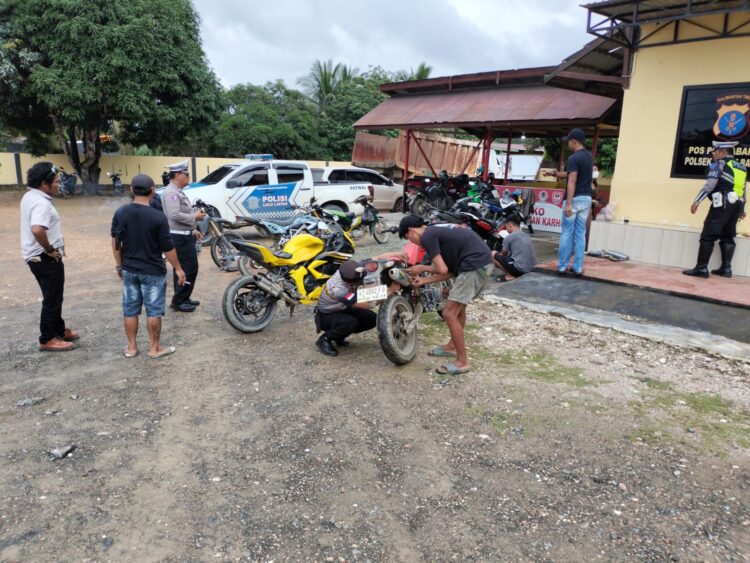 Patroli Gabungan Razia Knalpot Brong di Labanan Makmur