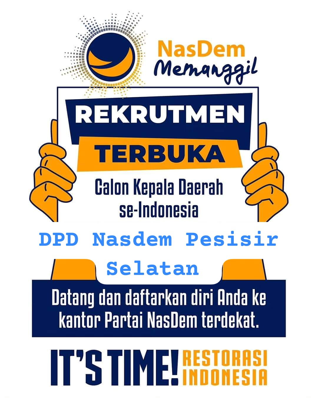 DPD Nasdem Pessel Sumbar Buka Pendaftaran Bacalon Kepala Daerah DPD Nasdem Pessel Sumbar Buka Pendaftaran Bacalon Kepala Daerah