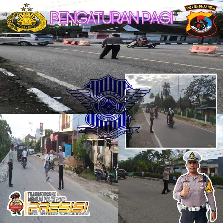 Siaga Dijalan, Personil Satlantas Polres Sumba Barat Giat Pengaturan Pagi