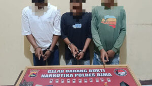 Tiga Pemuda Parado Kanca Diringkus Buser Narkoba Polres Bima, 10,10 Gram Shabu Disita