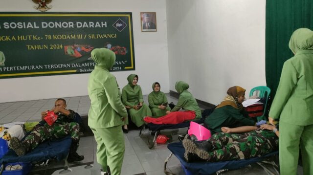 Peduli Sesama, Kodim 0607/Kota Sukabumi Gelar Donor Darah Jelang HUT Kodam III/Siliwangi Ke-78