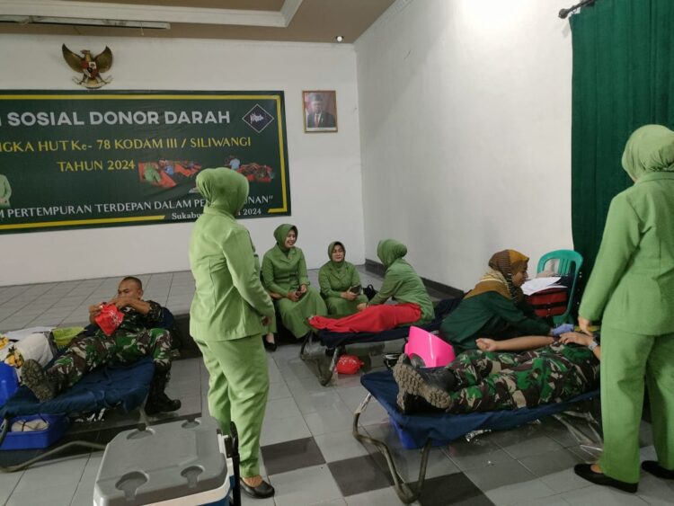 Peduli Sesama, Kodim 0607/Kota Sukabumi Gelar Donor Darah Jelang HUT Kodam III/Siliwangi Ke-78