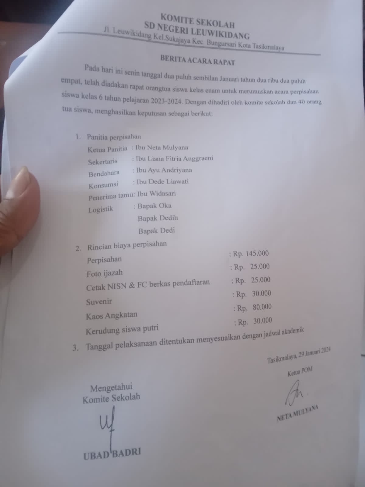 Wali Murid Menjerit, Diduga Biaya Perpisahan SD Negeri Leuwikidang Kecamatan Bungursari Pantastis