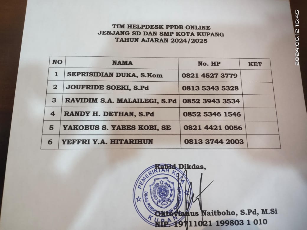PPDB SMP dan SD Di Kota Kupang Di Mulai Simak Jadwal Pendaftarannya !