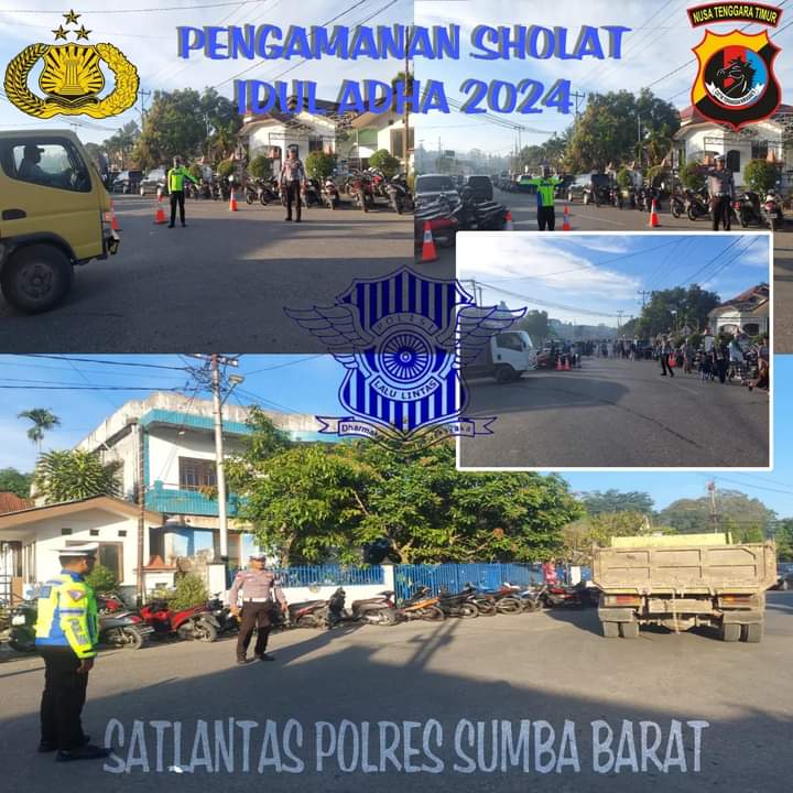 Bentuk Pelayanan Kepada Umat Muslim Yang Melaksanakan Sholat Idul Adha 1445 H/2024 M, Satlantas Polres Sumba Barat Giat Atur Lalu Lintas