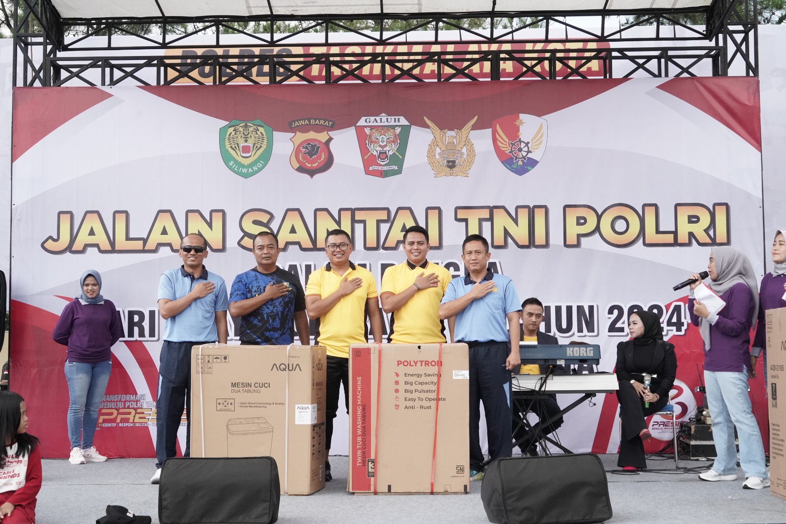 Semarak Hari Bhayangkara ke 78 Polres Tasik Kota, dengan Jalan Santai dan Olah Raga Bersama TNI-Polri,Berlangsung Meriah