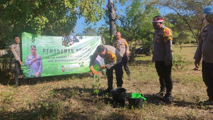 Peringati Hari Bhayangkara Ke-78, Polisi Tanam 1.170 Bibit Pohon di Manggarai Barat