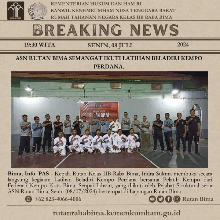 ASN Rutan Bima Semangat Ikuti Latihan Beladiri Kempo Perdana