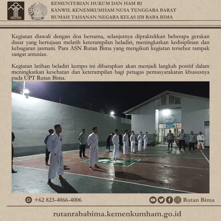 ASN Rutan Bima Semangat Ikuti Latihan Beladiri Kempo Perdana