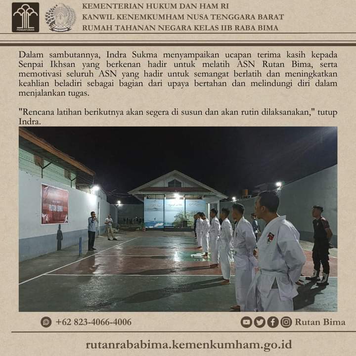 ASN Rutan Bima Semangat Ikuti Latihan Beladiri Kempo Perdana