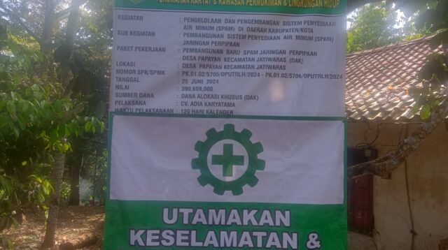 Telan Anggaran Rp. 390.659.000 Juta, Pekerjaan SPAM Di Desa Papayan Diduga Pakai Material Bekas