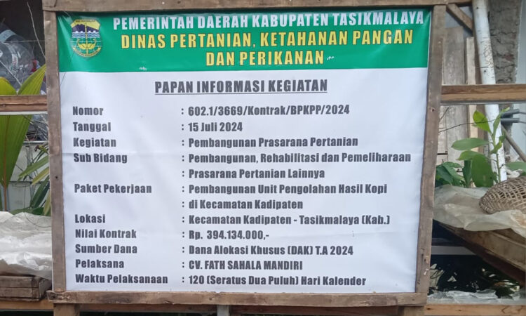 Pembangunan Unit Pengolahan Hasil Kopi Di Desa Dirgahayu Kadipaten, Diduga Tidak Sesuai RAB Dan Banyak Kejanggalan