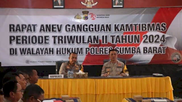 Kapolres Sumba Barat Pimpin Rapat Anev Gangguan Kamtibmas Triwulan II Tahun 2024