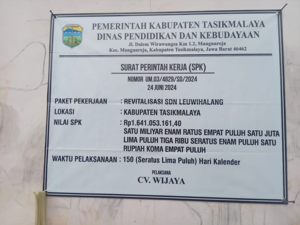 Pantastis " Proyek Pembangun Revitalisasi SD Negeri Leuwihalang Diduga Jadi Ladang Korupsi