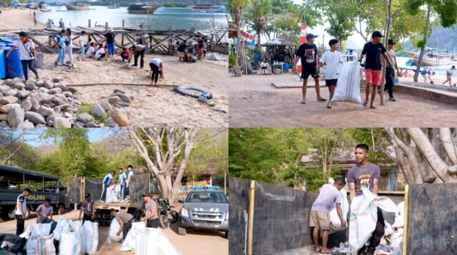 Peduli Kelestarian Lingkungan, Polisi Angkut 2 Ton Sampah dari Pantai Waecicu