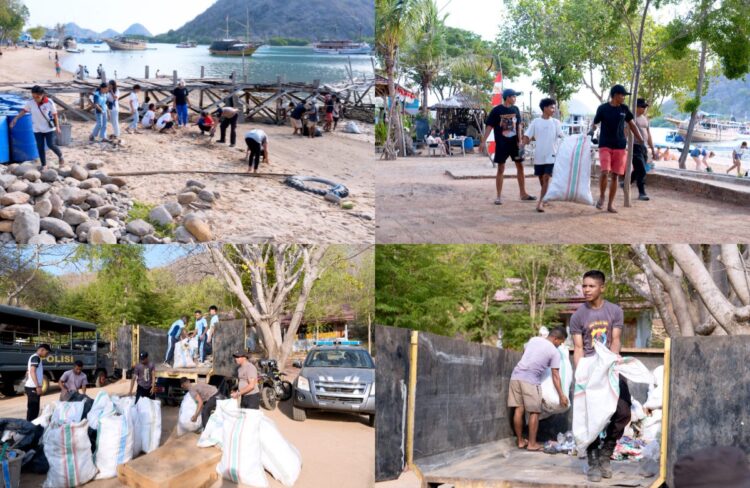 Peduli Kelestarian Lingkungan, Polisi Angkut 2 Ton Sampah dari Pantai Waecicu