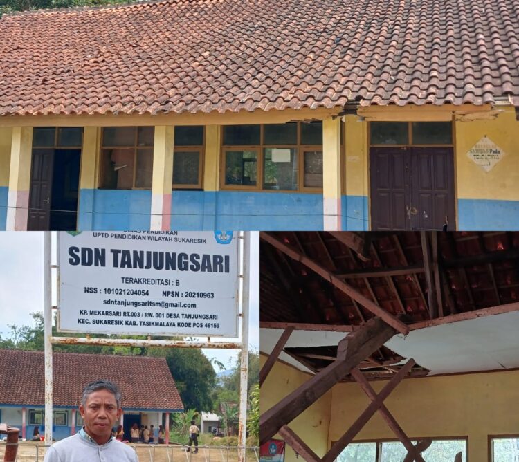 Ironis Dan Menyedihkan Ruang Kelas SDN Tanjungsari Atapnya Amruk Dan Meja Kursi Yang Lapuk