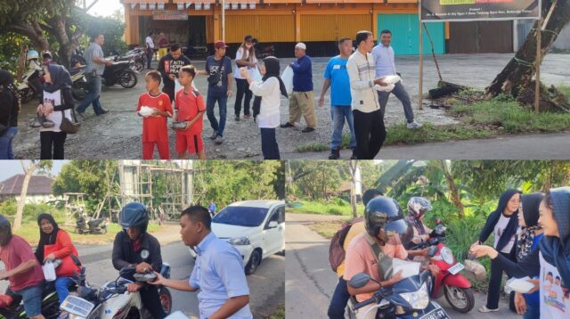 Sahabat Teddy Marjito (STM) Membagikan Sarapan Pagi Nasi Uduk Untuk Warga Yang Melintas Di Depan Posko