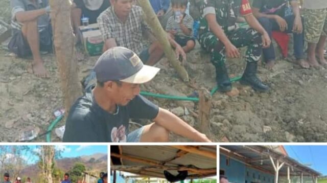 Antisipasi Kekeringan Air Dimusim Kemarau, Para Babinsa Koramil 1608-07/Monta Gotong Royong Gali Sumur Bersama Warga