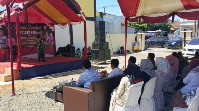 Danramil 0110/Labuan Hadiri Kegiatan Pisah Sambut Kapolsek Labuan