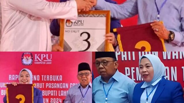Paslon Cabup dan Cawabup Lahat Berlian Mendapat Nomor Urut 3