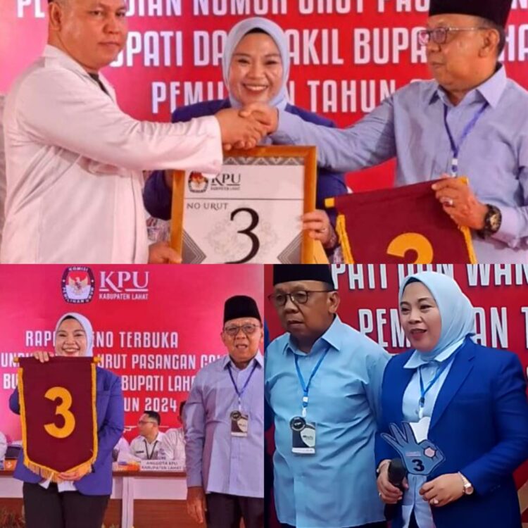 Paslon Cabup dan Cawabup Lahat Berlian Mendapat Nomor Urut 3