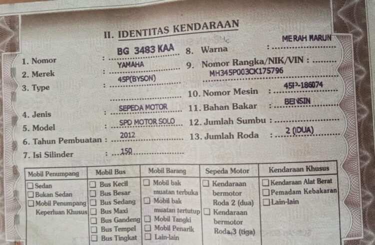 BPKB Motor Hilang: Warga OKI Mohon Bantuan Pencarian