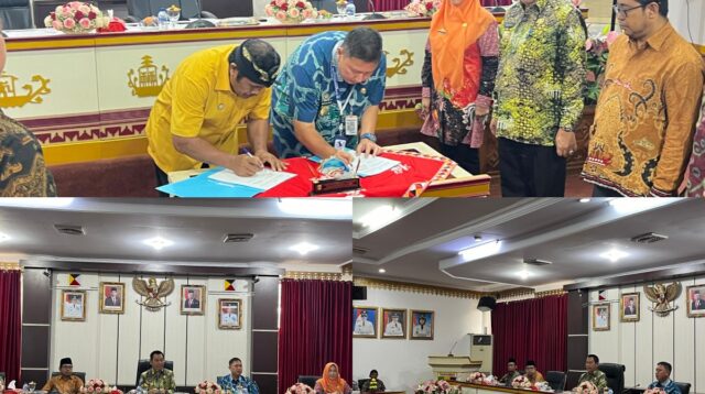 Penandatanganan Perjanjian Kerjasama Inovasi Penerbitan Akte Perkawinan Melalui KOTAG Dihadiri Pj. Sekda Tanggamus Ir. Suaidi, MM