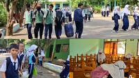 Viral Gotong Royong Siswa/I SMP Negeri 4 Kotabaru Karawang Dalam Bersih Lingkungan Kelas