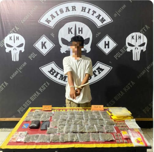 Team Kaisar Hitam Sat Resnarkoba Polres Bima Kota Berhasil Tangkap Pengedar Ganja, BB 605 Gram