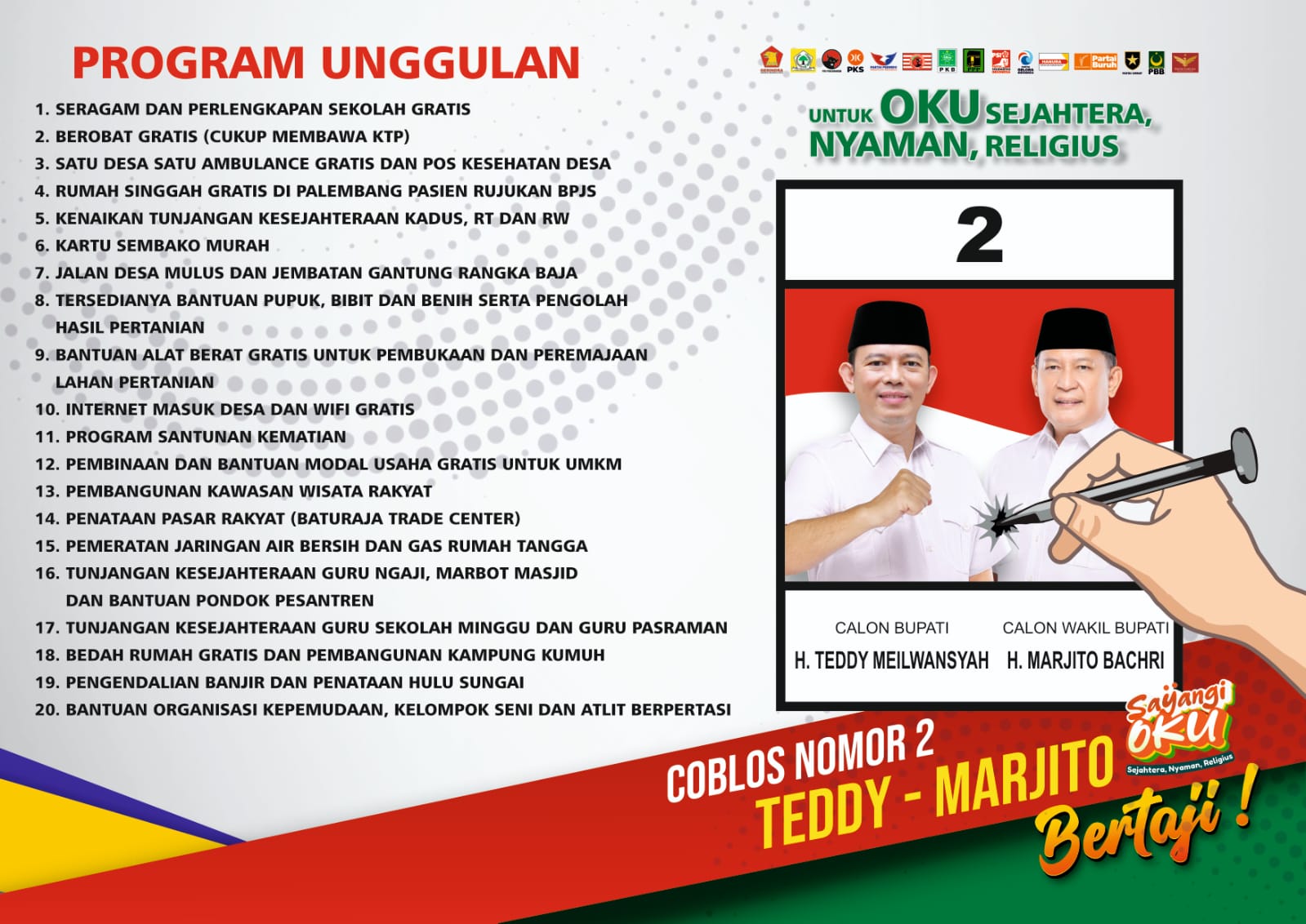 Program Unggulan Pasangan Teddy Meilwansyah-Marjito Bachri (BERTAJI) Nomer Urut 2 Untuk Masyarakat OKU