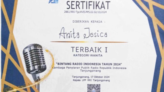 Berhasil Dalam Audisi Bintang Radio,Anita Menjadi Utusan Provinsi Kepri ke Tingkat Nasional