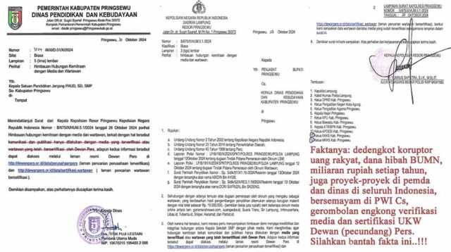 Kapolres Pringsewu Larang Sekolah Bermitra dengan Wartawan Non-UKW, Ini Tanggapan Wilson Lalengke