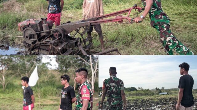 Babinsa Pahunga Lodu Bantu Warga Binaan Membajak Sawah