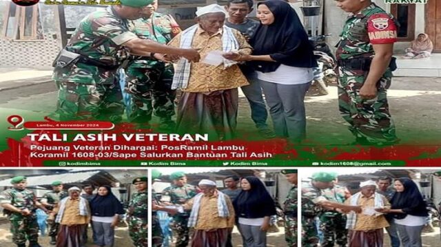 Danrem 162/Wira Bhakti Beri Tali Asih Kepada Veteran 45 Di Lambu
