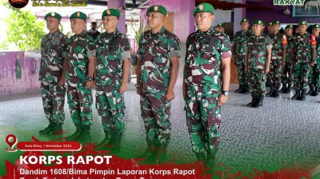 Dandim 1608/Bima Pimpin Acara Laporan Korsp Raport Tradisi Pelepasan Purna Tugas